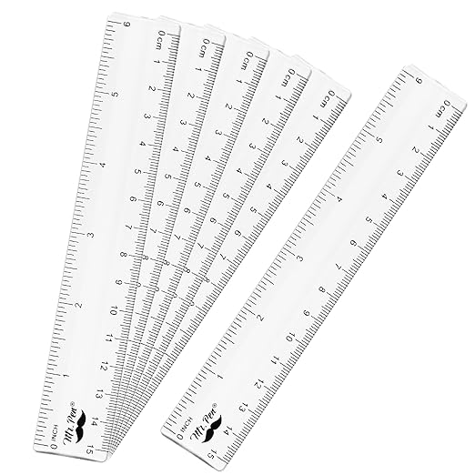 Mr. Pen- Plastic Rulers, 6 Inch, 6 Pack, Easy-to-Read Markings, Scratch-Resistant Design with Inches and Centimeters, Durable Small Transplant Rulers for Crafting Office & School, School Supplies