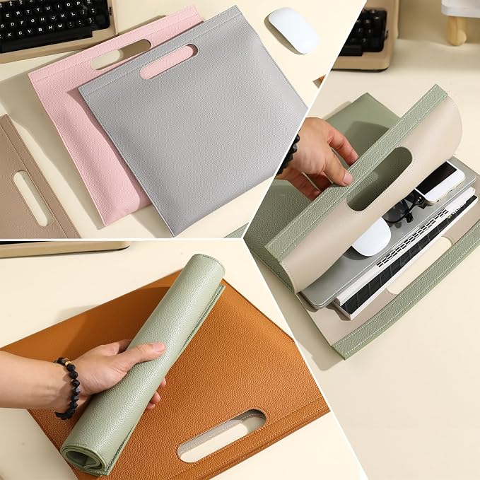 Premium PU Leather Waterproof Document Organizer - Spill-Resistant, Easy to Clean, Multi-Color Options, 13.34x12.56in, Ideal for Students & Professionals (Pink)