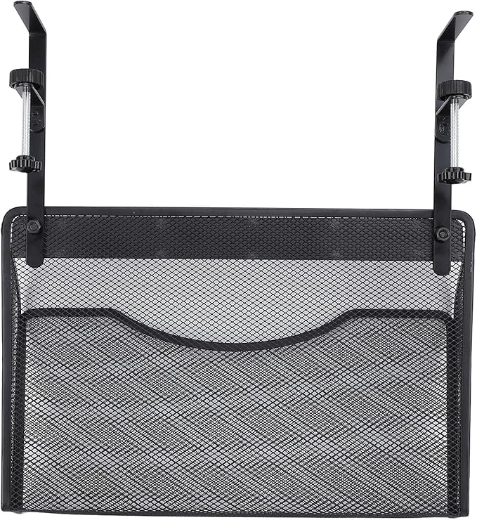 Dioche Clamp on Desk Hanging Desk Organizer Adjustable Carbon Steel ClampOn Organizer for Effective Office Storage - Stylish White Design (Black)