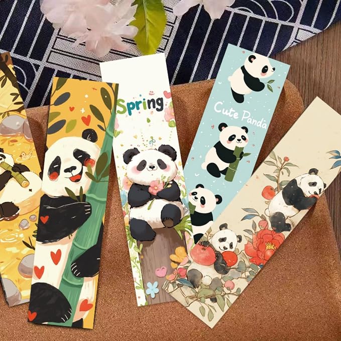 30 Pcs Panda Bookmarks for Kids Animal Theme Bookmark Cute Panda Bookmark for School Office Students Teens Book Reading Lovers Classroom Favors