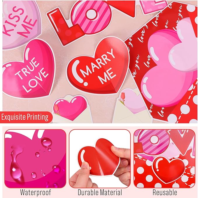 FYSUIMU Valentine' s Day Classroom Door Decoration Bulletin Board Set Red Pink Heart Spread Love Envelope Paper Cutouts for School Classroom Chalkboard Wall Door Welcome Decor