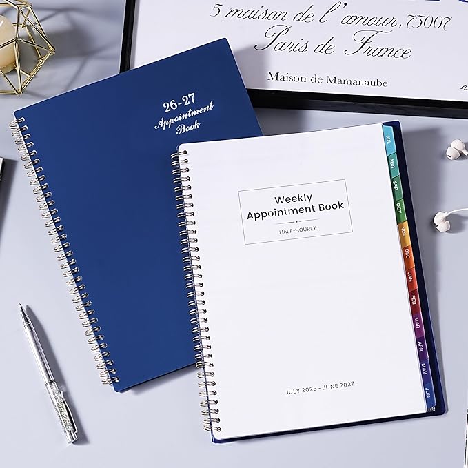 2026-2027 Weekly Appointment Book/Planner - Lager 9" x 11" Daily Hourly Planner 2026-2027, Jul 2026 - Jun 2027, Appointment Book, Monthly Tabs, Hourly Interval, Thick Paper - Blue