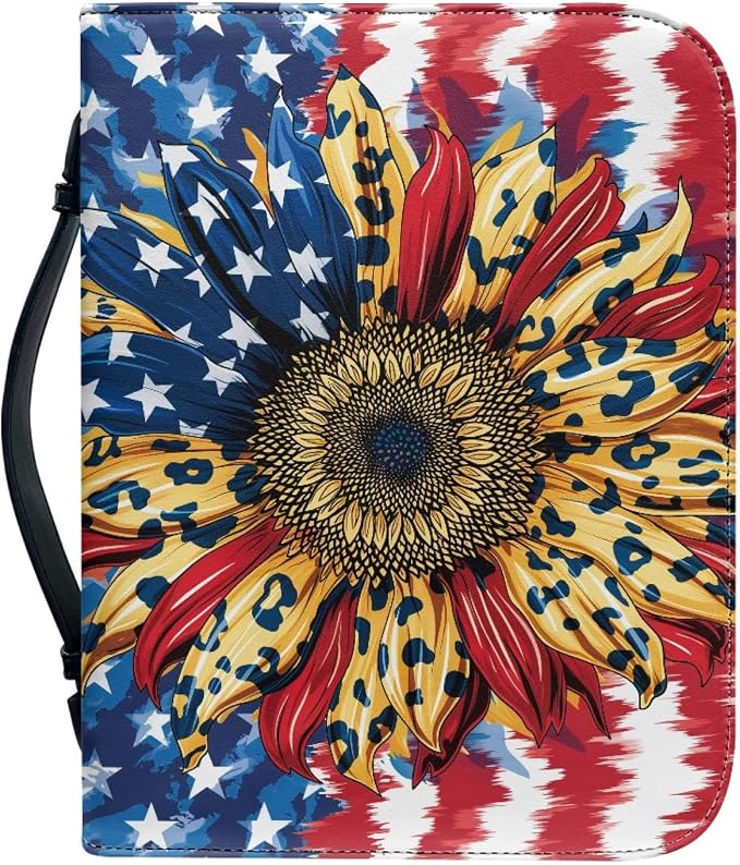 American Sunflowers Bible Covers for Women with Handle Lightweight Large Bible Tote Bag for Man Waterproof Multi-Functional Man Bible Carrying Case