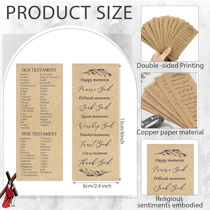 Gueevin 40 Sets Christian Gifts Bulk for Father Religious Faith Bookmarks Bible Verse Gel Pen Bible Scripture Silicone Bracelet for Men Women Church Basket Stuffers(Black,Classic)