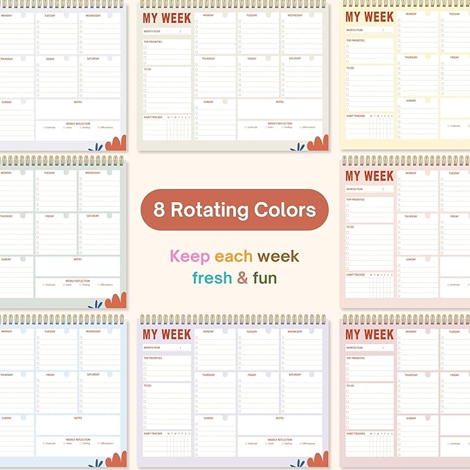Weekly Planner Notepad 8.5x11 Inches – 52 Weeks Undated Dashboard Desk Pad for To-Do List, Schedule & Notes – Productivity Planner for Work, School, Home & Busy Professionals (Colorful Smiles)