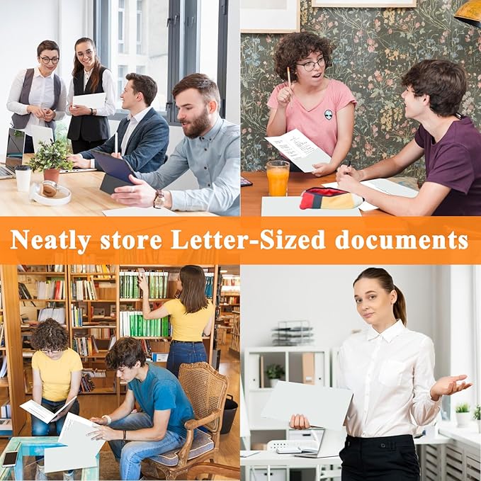 pmybupo 25Pcs White File Folders with Pockets and Business Card Holder,2 Pocket Folders for School,Home or Office,Durable Heavy Duty File Folders