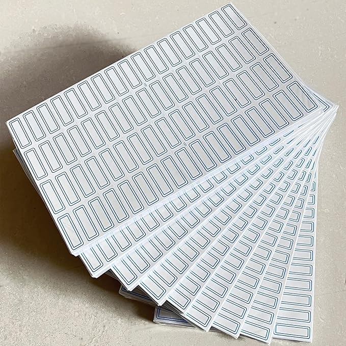 3400 Pack 1.1" x 0.5" Small Blue Border White Labels Stickers for Writing, Price Stickers-Product Tags, Key Tags,Adhesive Label,Rectangular Color Coded Write