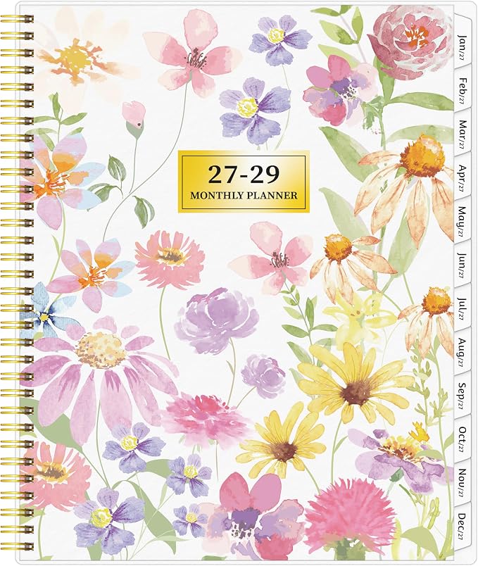 Monthly Planner 2027-2029, 36 Months Calendar Planner 2027-2029 from Jan 2027 – Dec 2029, 8.5'' x 11'' with Ruled Spread, Flexible Cover, Spiral Wirebound, Pocket, Coated Tabs, Notes ＆ Habit Tracker