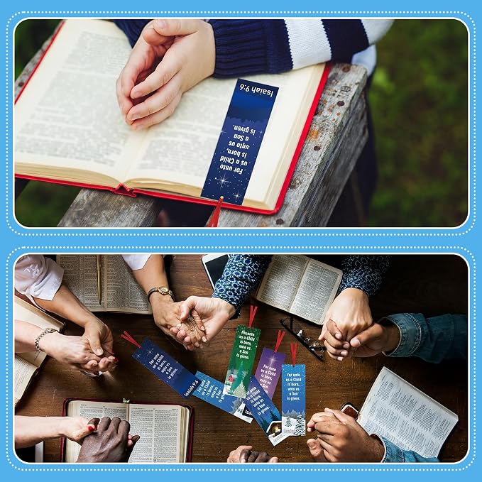 Dispowreath 60 Pcs Christmas Isaiah 9: 6 Religious Christian Bookmarks Church Bookmarks Gift for Men Women Church Home Party Favors
