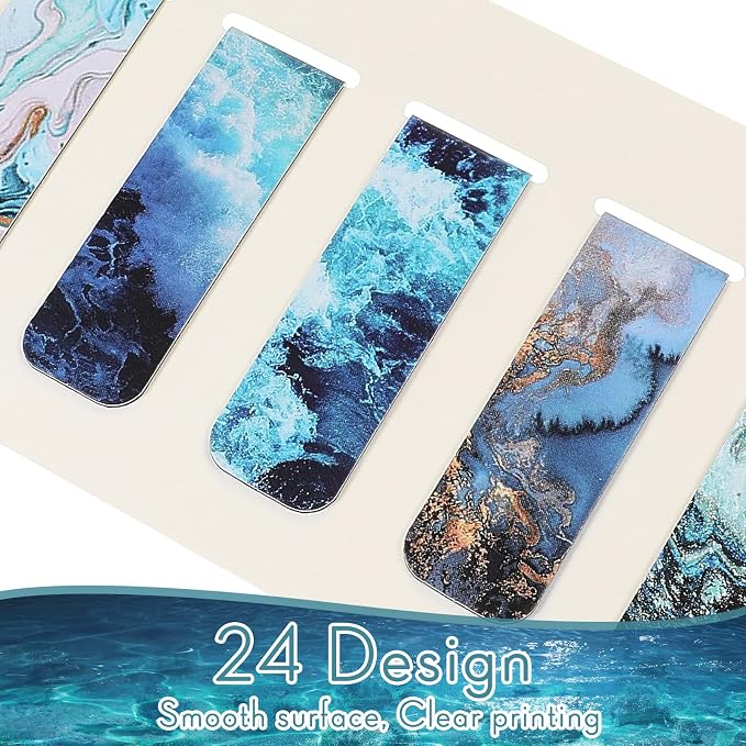 Zonon 24 Pcs Ocean Magnetic Bookmarks Summer Blue Magnet Page Markers Page Clip Funny Bookmark Gifts for Graduation Reading Lover Women, Men Classroom Prize Graduation Party Favors