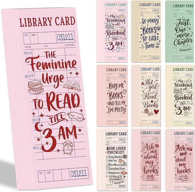 Vintage Library Card Bookmarks - 100PCS Retro Bookmark Set for Readers, Aesthetic Reading Bookmarks Bulk Pack with Bookish Quotes, Library Card Style Paper Bookmarks for Writer BookLovers