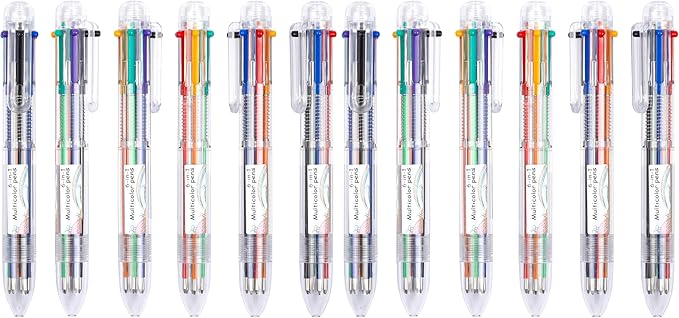 Shuttle Art Multicolor Pens, 46 Pack 6-in-1 0.7mm Retractable Ballpoint Pens for Office School Supplies Students Children Gift