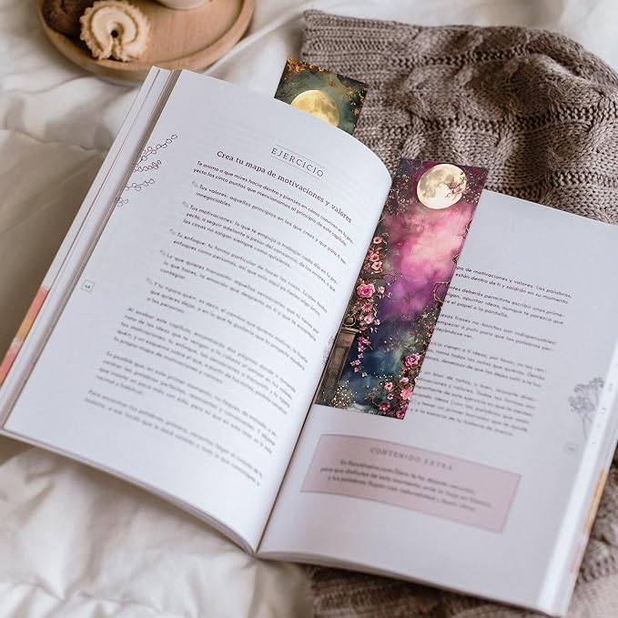 Moonlight Garden Fantasy Bookmarks Set – Unique Double-Sided Matte Laminated Page Markers, Aesthetic Floral Funny Book Mark for Office, School, Students, Teachers and Book Lovers(No Holes(100pcs))