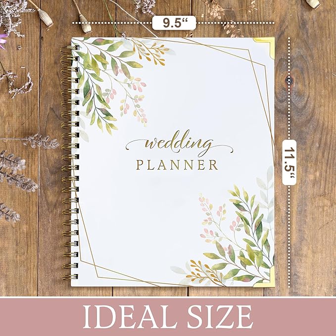Wedding Planner Book And Organizer for Bride - Floral Design, Wedding Planning Journal with Countdown Calendar, Checklists, Budget & Timeline, Portable Planner Notebook