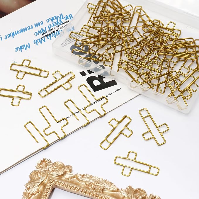 50Pcs Gold Cross Paper Clips, Versatile Bible Paper Clips Journaling Paper Clip, Great Bookmarks for Bible Study Supplies/Christian Office and Home