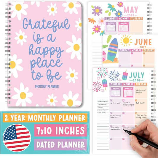2026-2027 Monthly Planner - 2 Year Monthly Planner 2026-2027, Month Calendar Planners 2026 to 2027, Calendar Book, Pink Month Planners & Organizers