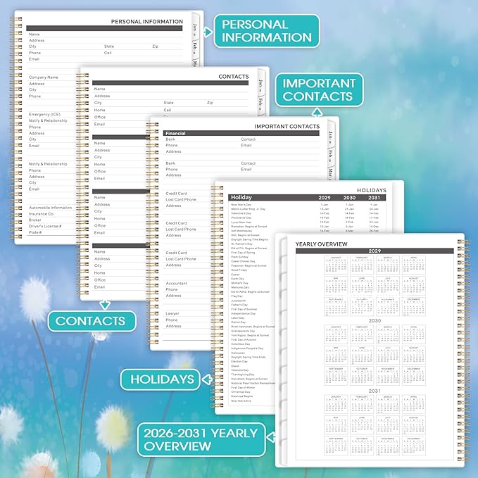 Monthly Planner/Calendar 2026-2030 - 5 Year Monthly Planner 2026-2030 from July 2026 - Dec 2030, 9" x 11", 2026-2030 Calendar Planner with Marked Tabs