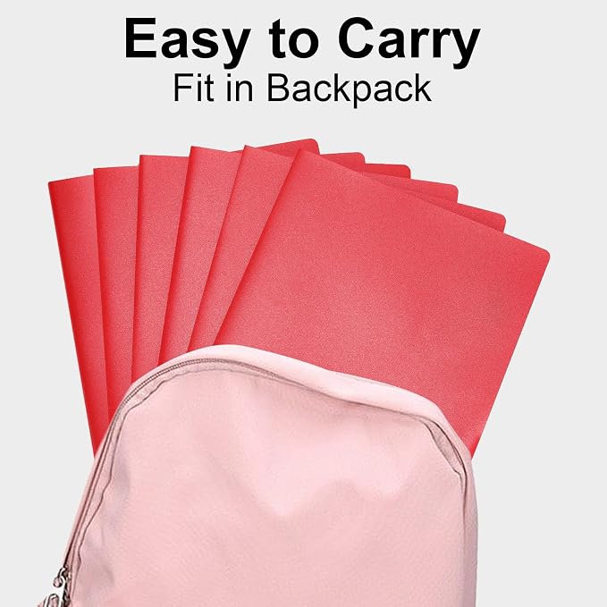 MystiCharm Folders with Pockets Back to School Supplies for Students Teacher 6 Pack 2 Pocket Red Plastic File Folders Bulk for Documents Resume Homework Paper School Office Supplies Accessories