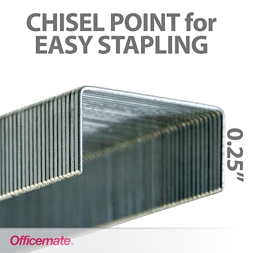 Officemate Standard Staples,5 Boxes of 5,000,1/4″ Full-Strip General Purpose Staples,Fits Standard Desktop and Office Staplers,20-Sheet Capacity,(Pack of 2)