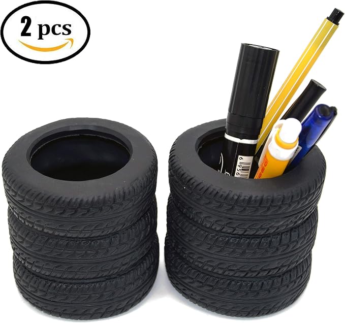 Tire Shaped Planter Pencil Holder Pen Holder for Desk Home Office Accessories Organizer Tire Succulent Cactus Planter Pot (Pack of 2)