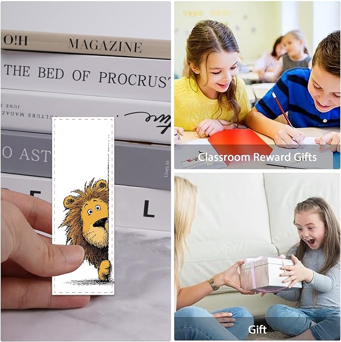 Funny Animal Bookmarks for Kids, 100 Pcs Cute Cartoon Book Marks for Boys Girls, Fun Page Markers for Reading Classroom Back to School Supplies Party Favors