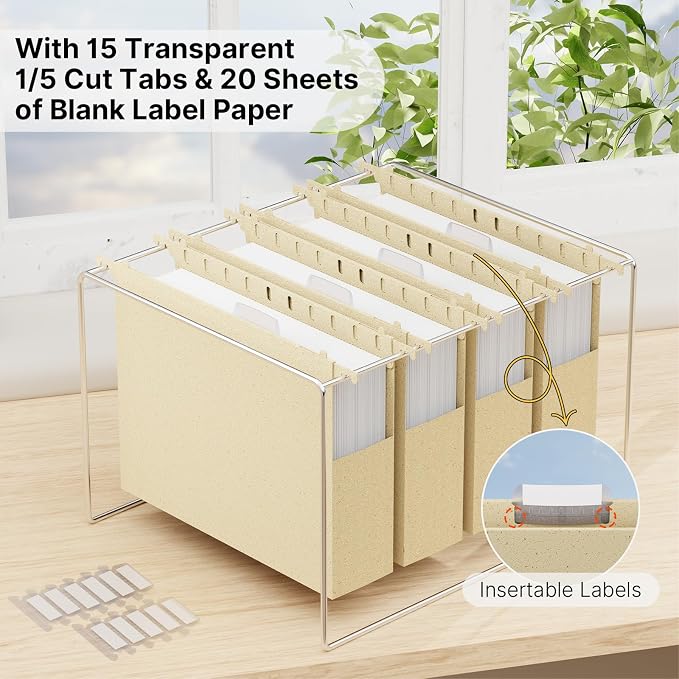XINGIA Plastic Hanging File Folders, Letter Size with 2'' Expansion, 12 Pack Expandable Hanging Folders with Tabs,Hanging File Folder Organizers for Office School Home Filling Cabniet -Assorted Color