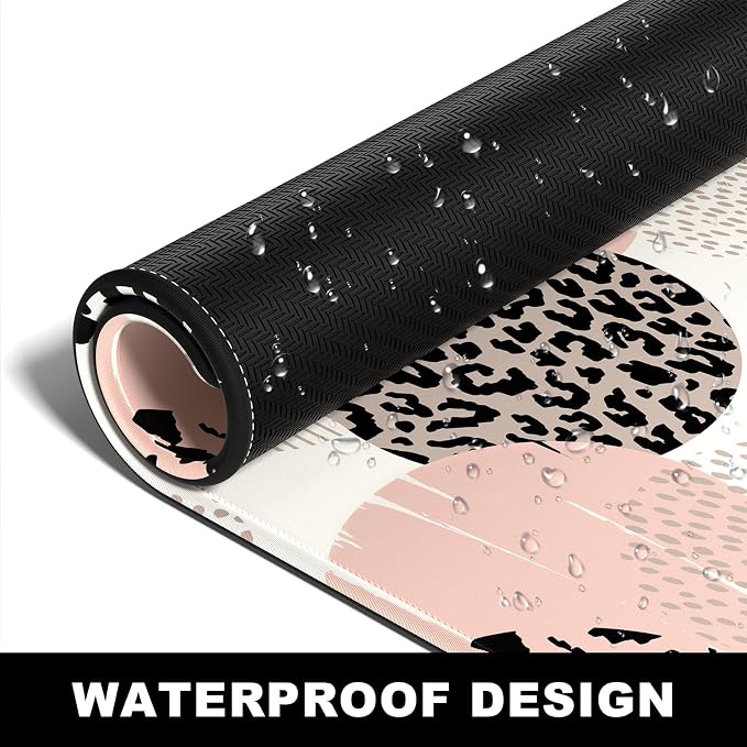 BOSOBO XXL Gaming Desk Mat, Leopard Dots Pink - 31.5 x 11.8 Inches, Full Cover