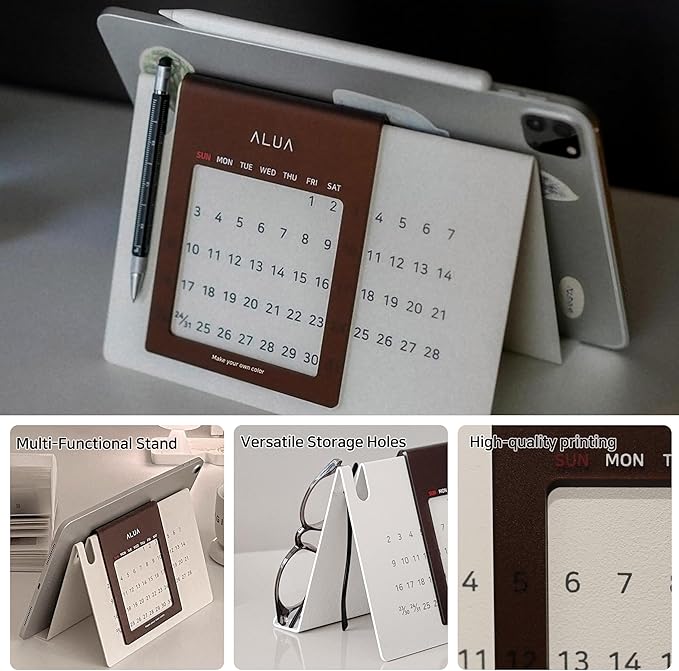 ALUA - Perpetual Calendar Premium Desk Calendar Reusable Yearly Planner Eco-Friendly and Timeless Design (Sand Cream)
