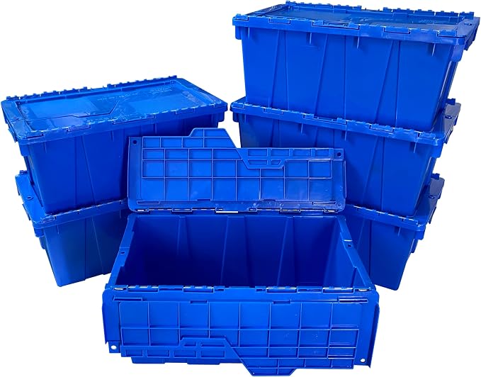 Storage Bind With Lids, 6 Pack, Blue, Stackable Storage Bin, Heavy Duty Capacity, Design And Stackable Organization, For Home, Office, Dorm Or Utility Organization, Closet Space Saving Crate