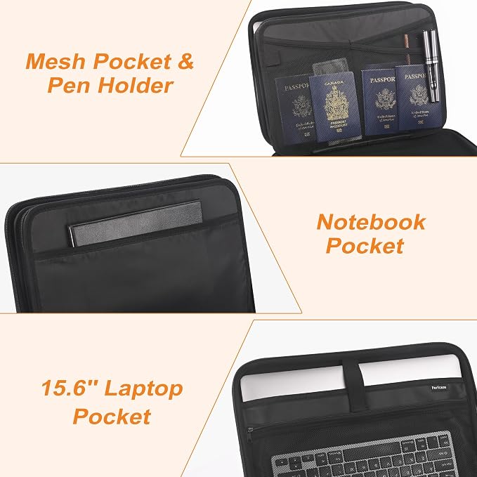 Fireproof Document organizer with Lock, 13 Pocket Accordion File Folder,Portable Office Home Travel Safe Briefcase for Letter A4 Files and More with Handle