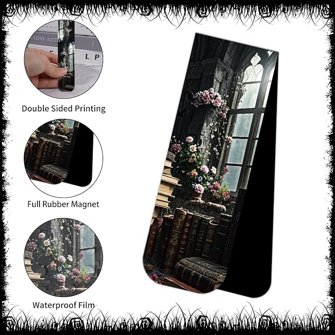 Dark Academia Magnetic Bookmarks, 30 Pcs Gothic Magnet Bookmark Clips, Witchy Novelty Book Mark for Reading Women Men, Dark Romance Merch Gifts Office School Supplies