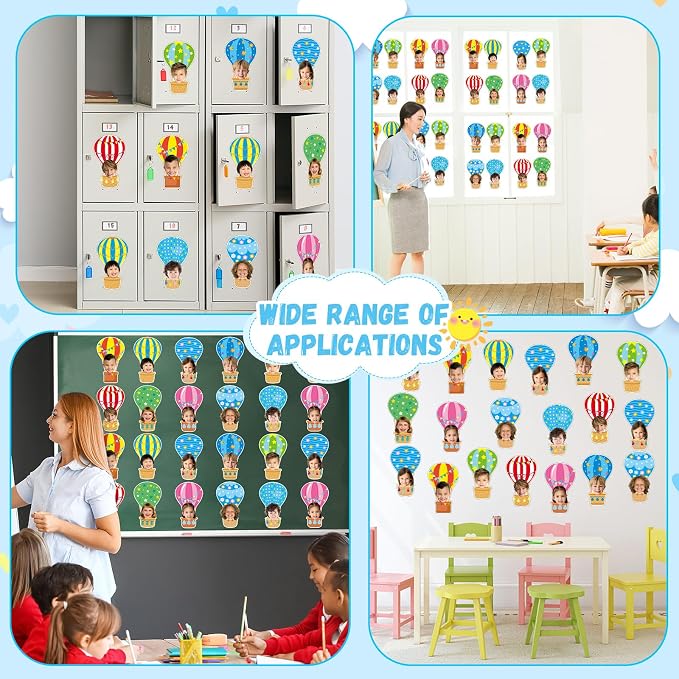 80Pcs Colorful Hot Air Balloons Cutouts Back to School Bulletin Board Hot Air Balloons Accents Paper Cut-Outs Classroom Decor for Kids DIY Craft Photo Wall Kindergarten Preschool Party Favor Supply