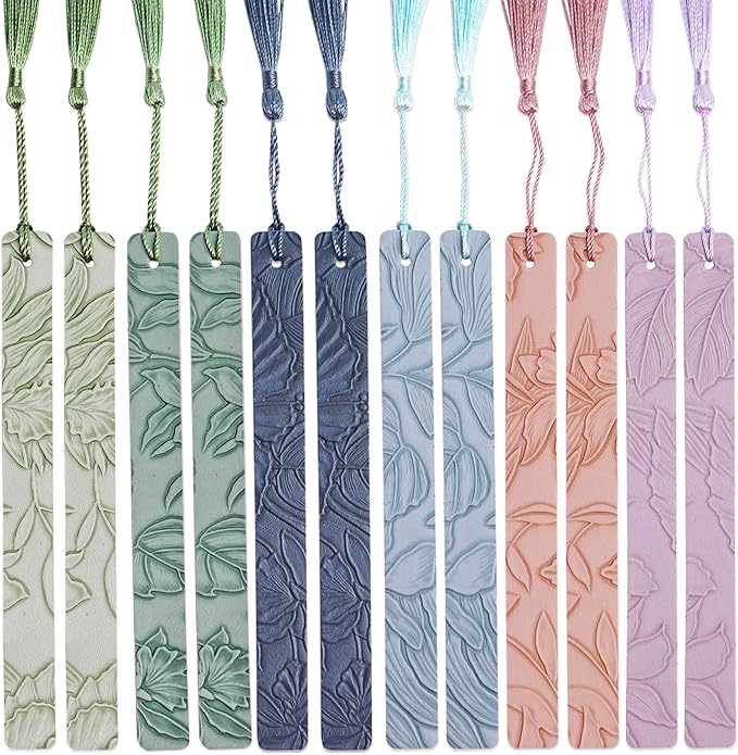 12 Pcs Pastel Leather Bookmarks Colorful for Women Students Teachers Book Lovers Reading Supplies(12colors5)