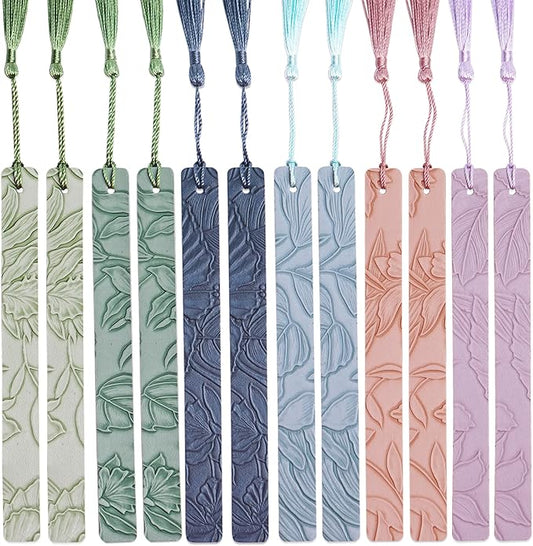 12 Pcs Pastel Leather Bookmarks Colorful for Women Students Teachers Book Lovers Reading Supplies(12colors5)