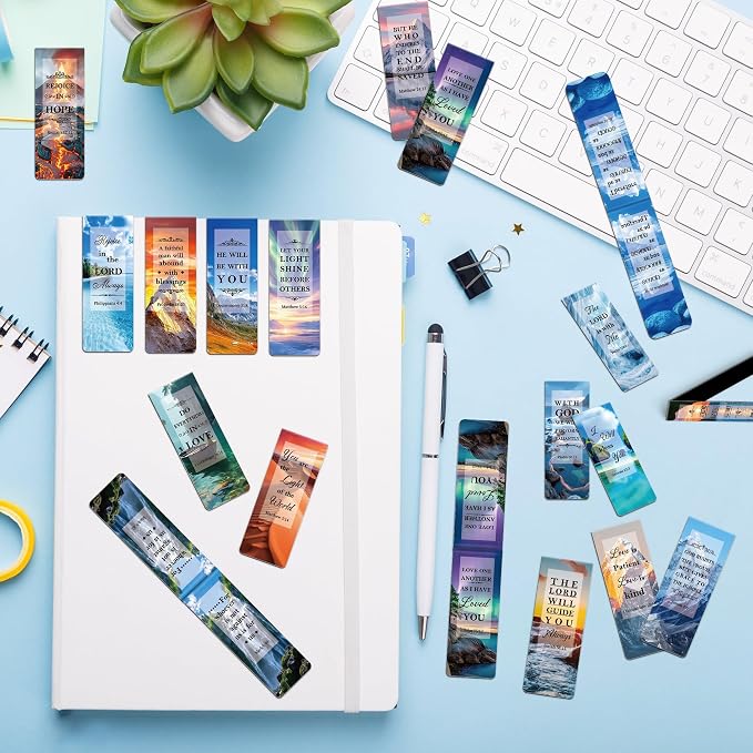 192Pack Magnetic Bookmarks Christian Bookmarks Bulk Bible Bookmark Magnetic Bookmark (Scenery, 192)
