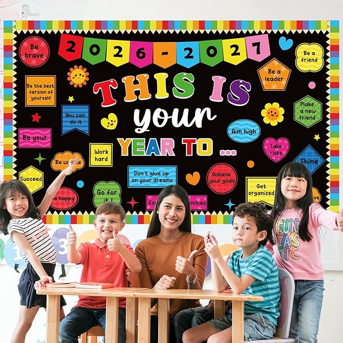 This is Your Year to Bulletin Board Set Welcome Back to School Classroom Decoration Positive Affirmation Paper Cutouts Colorful Inspirational Bulletin Board for 2027 Nursery Chalkboard Wall Door Decor
