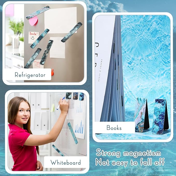 Zonon 24 Pcs Ocean Magnetic Bookmarks Summer Blue Magnet Page Markers Page Clip Funny Bookmark Gifts for Graduation Reading Lover Women, Men Classroom Prize Graduation Party Favors