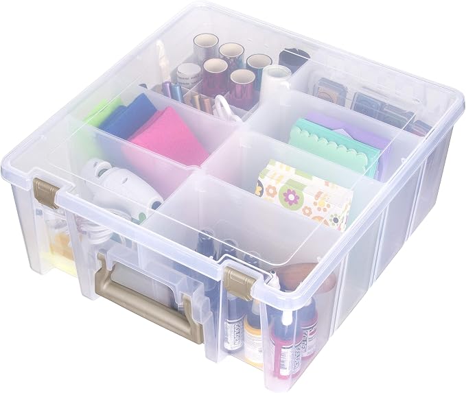 ArtBin 6993SP Super Satchel Double Deep with Papercrafting Accessory Tray, Clear, 1 Satchel & 1 Tray