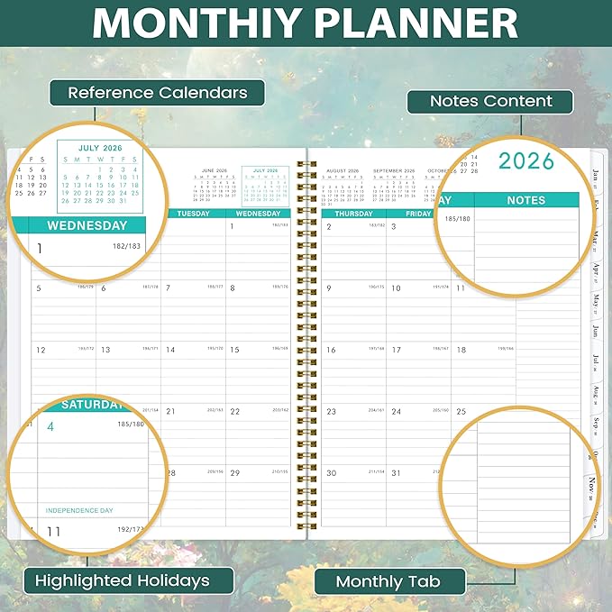 2026-2027 Monthly Planner/Calendar - Planner 2026-2027, JUL 2026 - DEC 2027, 9" x 11", 18 Monthly Planners 26-27, Monthly Calendar Planner with Spiral Binding + Tabs + Back Pocket