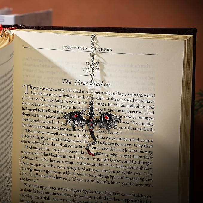 Vintage Fourth Wing Bookmark, Sword Bookmarks with Gray Dragon Chain Pendant-Fantasy, Cool Book Mark for Reading Women, Men, Book Lovers, Girls, Teens and Students
