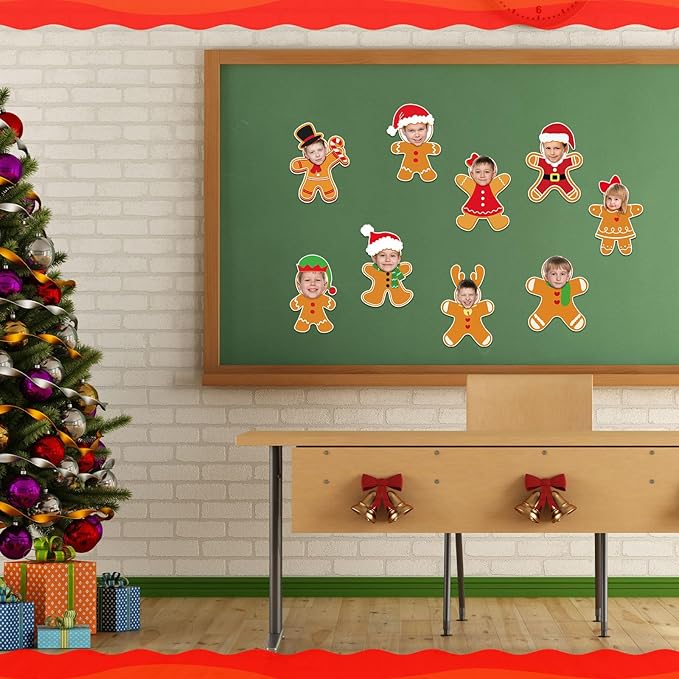 Gersoniel 72 Pcs Christmas Gingerbread Man DIY Paper Cutouts Xmas Bulletin Board Decoration Christmas Cutouts Cartoon Decoration for Xmas Holiday Festival Party Supplies Photo Crafts Home Decor