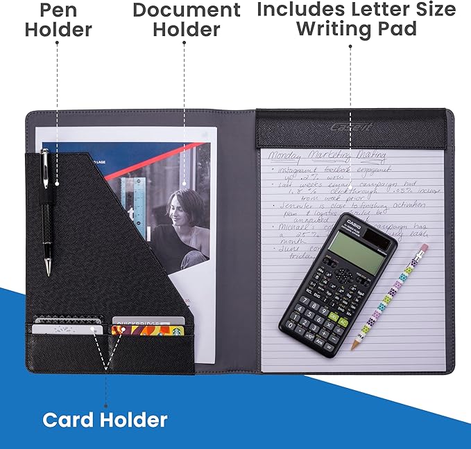 Case it The Premier PADFOLIO Case-it Business Meeting Padfolio | Professional Portfolio with Letter Size Writing Pad/PAD-14-BLK