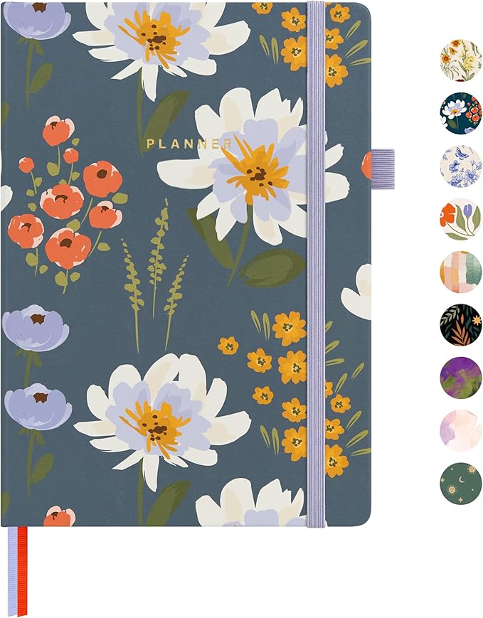 And Per Se Undated Weekly Planner 2026, A5 size Leather Hardcover Planner with Goals & Habit Tracker – ADHD Planner & Productivity Journal (Garden Flowers)