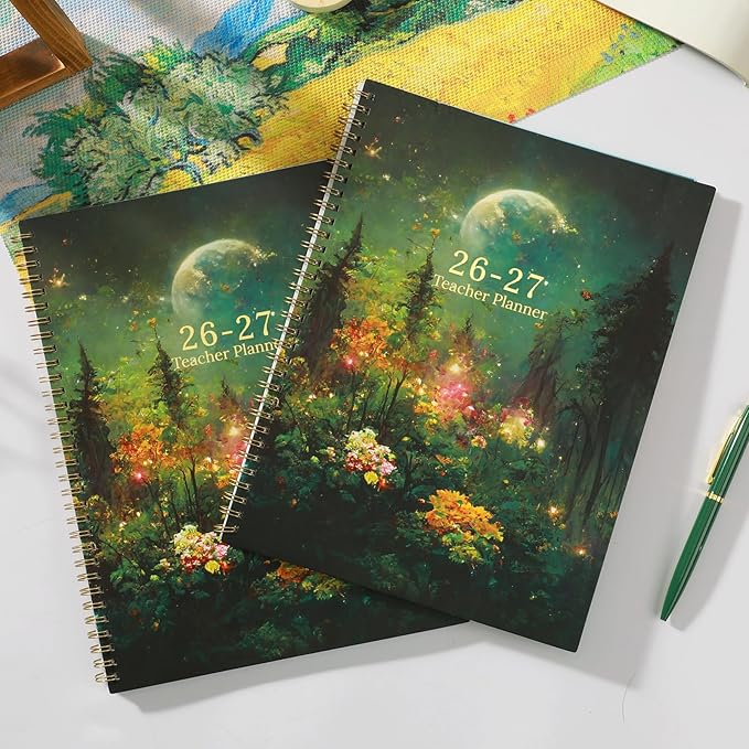 Teacher Planner 2026-2027 - Teacher Lesson Planner 2026-2027, Jul.2026 - Jun.2027, 9" x 11", Academic Planners Weekly and Monthly, Lesson Plan Book for Teachers with pocket, Tabs - Dreaming Moon