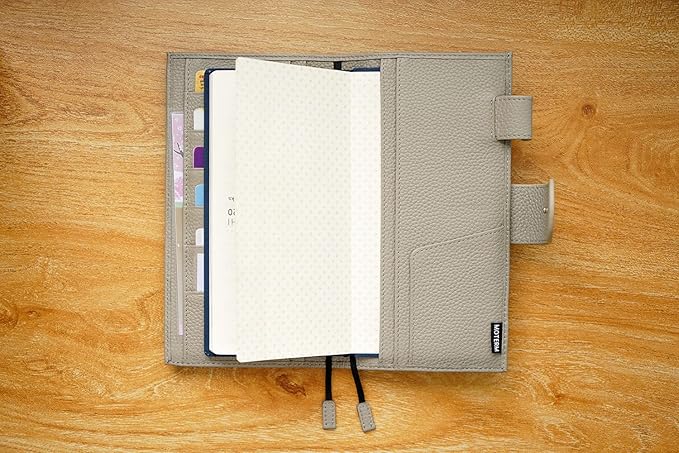 Moterm Leather Cover for Hobonichi Weeks - Fits Hobonichi Weeks/Weeks Mega, with Back Pocket (Pebbled-Gray)
