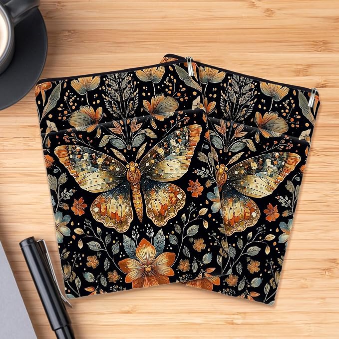 Vintage Flower Butterfly William Morris Book Sleeve for Book Lovers, Bookish Book Protector with Zipper, Washable Fabric Book Cover for Paperbacks,11.4 x 9.1Inches (Black-Butterfly, Medium)