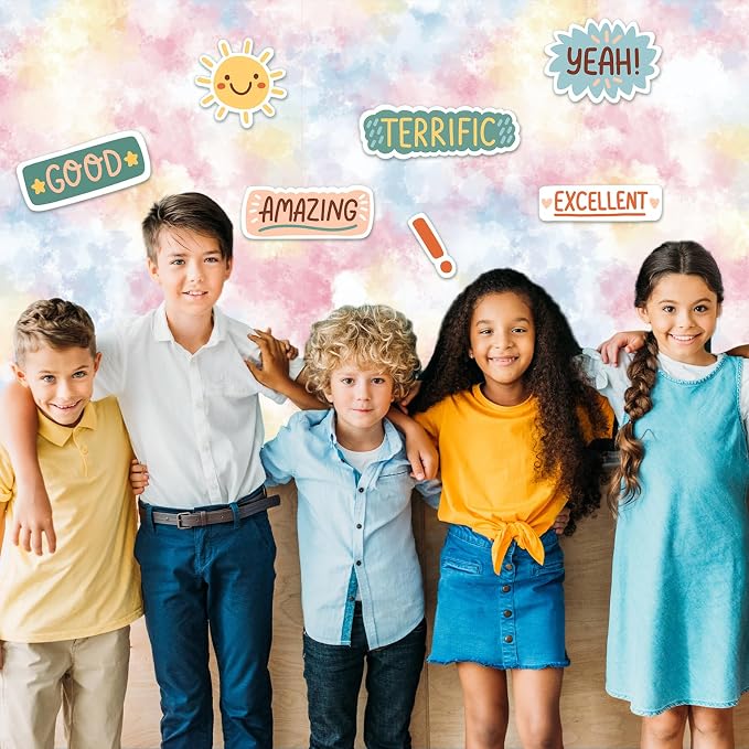 Mindsoft Bulletin Board Paper 48'' x 107'' Class Boards for Classroom Bulletin Boards Everyone is Welcome Classroom Board Decor Pillows Curtains Crafts(Tie Dye,1 Pc)