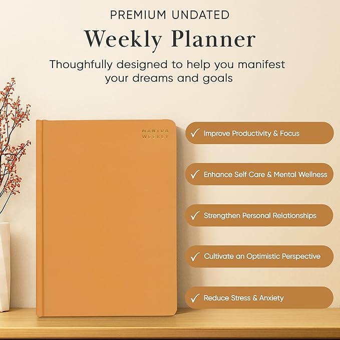 2026 Planner, Daily Journal & Gratitude Journal All-In-One with To Do List, Self Care Prompts & Habit Tracker - 5 x 8 - Orange