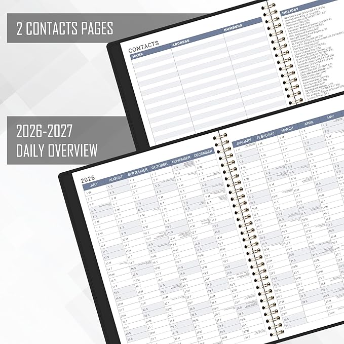 2026-2027 Appointment Book/Planner - 53 Weeks Daily Planner 2026-2027, July 2026 - June 2027, 9" x 11" Daily Hourly Planners with 15-Minute Increments, Flexible & Soft Cover