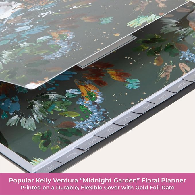 Blue Sky Kelly Ventura 2026 Weekly and Monthly Planner Calendar, January 2026 - December 2026, 5" x 8", Flexible Cover, Laminated Tabs, Durable Twin Wire Binding, Storage Pocket, Midnight Garden